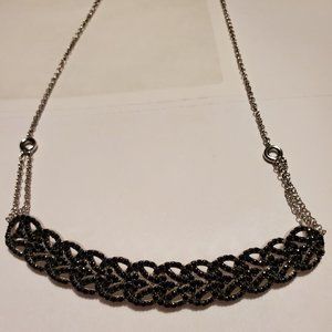 Black spinel and sterling silver necklace, New